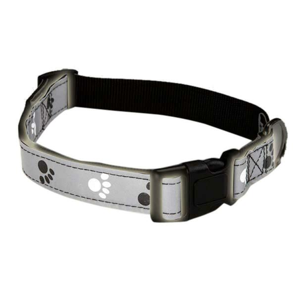 Casual Canine Reflective Pawprint Collar 18-26 In Black ZW4928 18 17